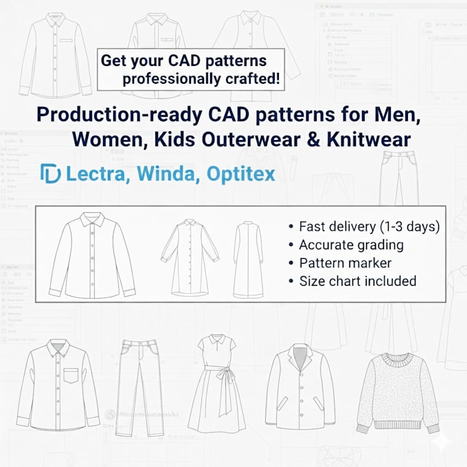 Create professional cad patterns, grading and markers for garments by ...