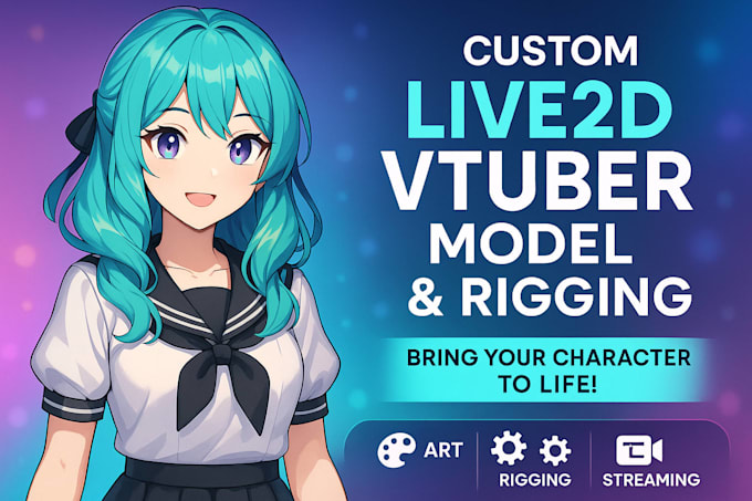 drew and rig live2d vtuber model, live2d vtuber commission