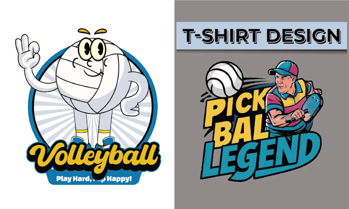 make vector cartoon volleyball champion mascot logo