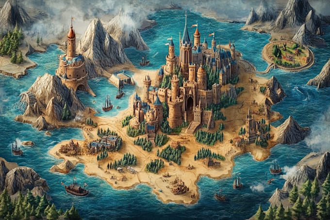 design cartoon map with custom locations or fantasy