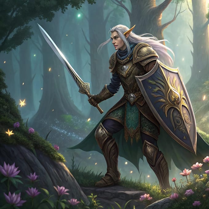 draw a fantasy character for dnd, pathfinder, etc