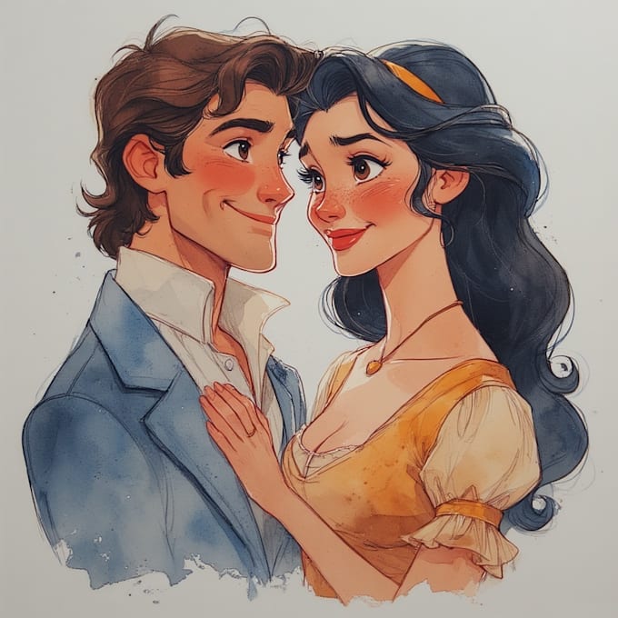 illustrate couple portrait design