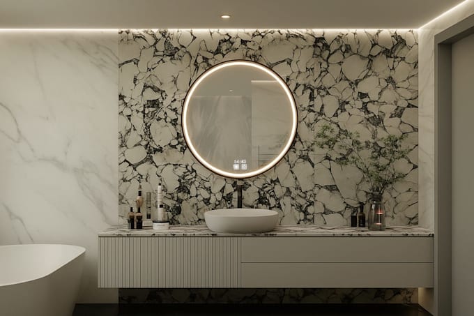 do realistic 3d bathroom interior design