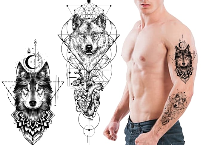 design unique geometric tattoo, monoline logo in 1 day
