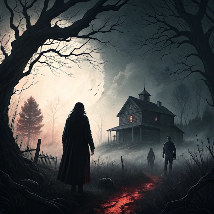 make a horror style illustration, artwork, cover