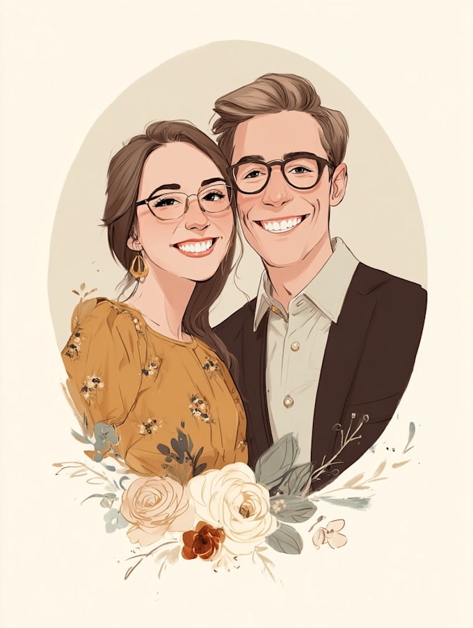 draw a couple portrait illustration