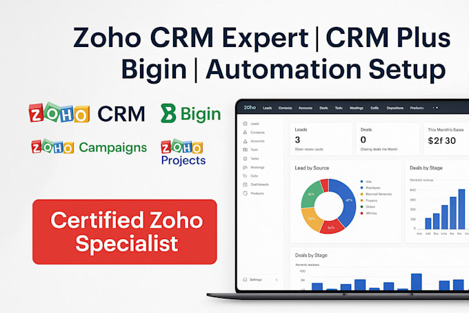 be your zoho expert for CRM setup, CRM plus, bigin, campaign and automation