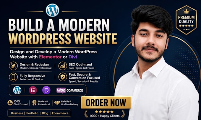 design and develop a modern wordpress website with elementor or divi