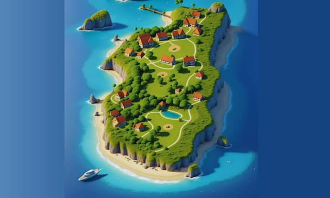 do fantasy map illustration city map design 3d isometric cartography world map
