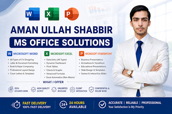 do professional ms excel, word, and powerpoint tasks