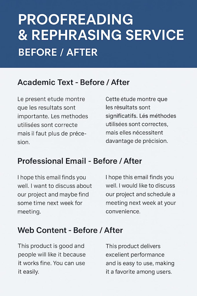 Refrasing Better Correct and rephrase your writing professionally by Rayan_sider | Fiverr