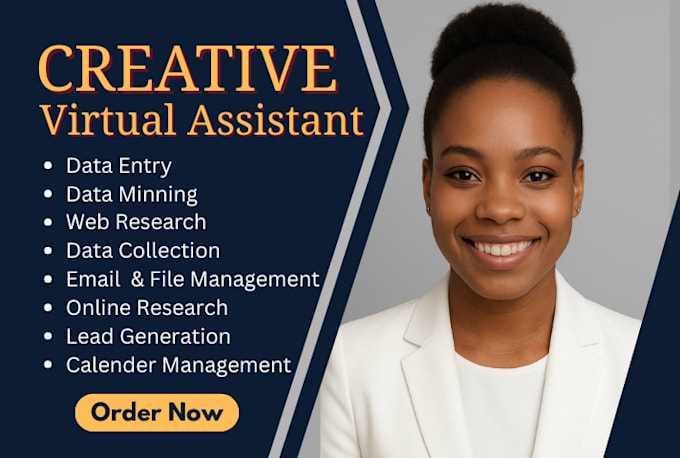 creative virtual assistant CRM data entry web research email management VA