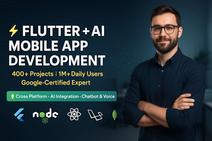 develop flutter mobile ai app android ios app as a mobile app dev