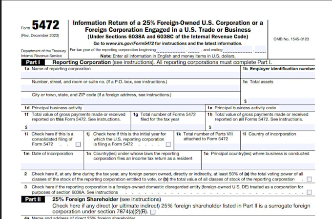 Fill out your 5472 and 1120 forms for your llc by Cristhian_alarc | Fiverr