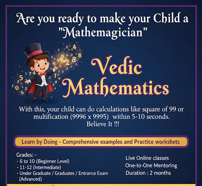make you mathemagician through vedic maths, mental math,speed calculation tricks