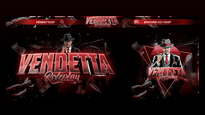 design 3d discord and fivem banner, roleplay server logo