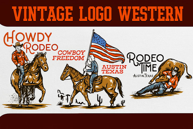 make draw vintage western logo illustration
