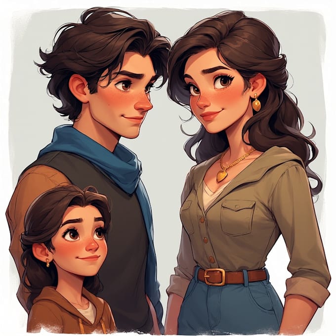 draw cartoon disney couple portrait