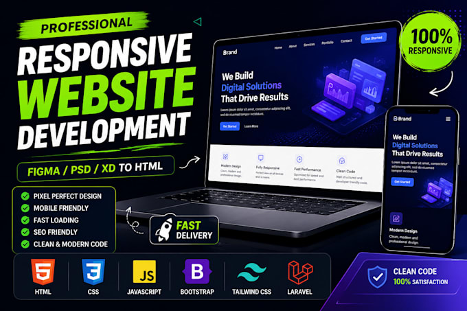 build responsive website using HTML CSS js