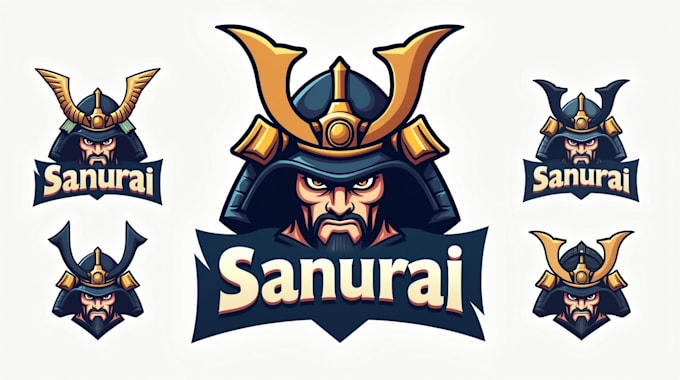 design realistic samurai head mascot logo with express delivery