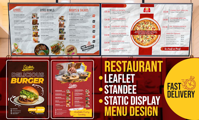 redesign restaurant or cafe menu for print and display static