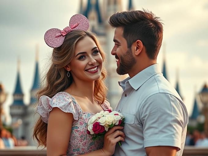 create cartoon disney couple portrait