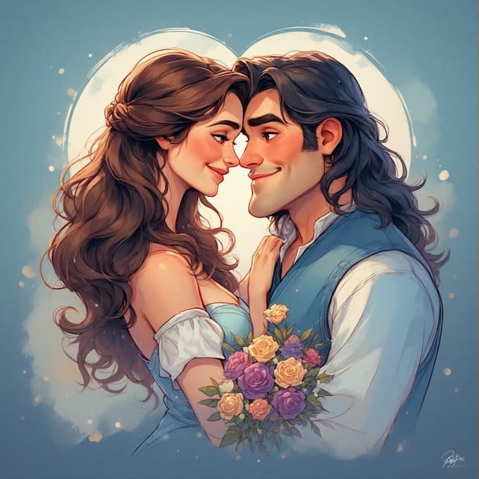 design a personalized couple portrait, perfect for gifts