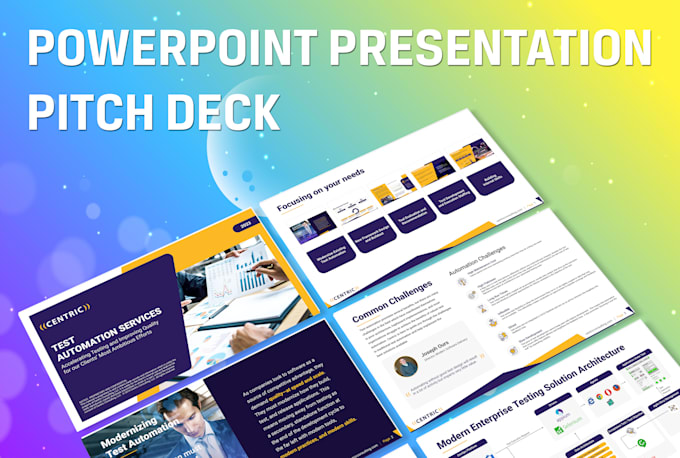 create a professional pitch deck powerpoint presentation design