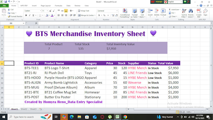 Design professional merchandise inventory excel for your business by ...