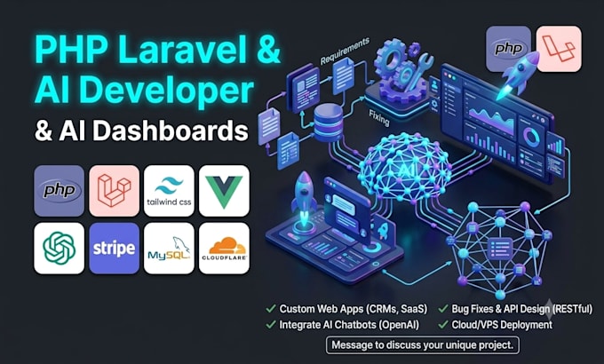 develop, fix PHP laravel web apps, apis, and ai powered dashboards