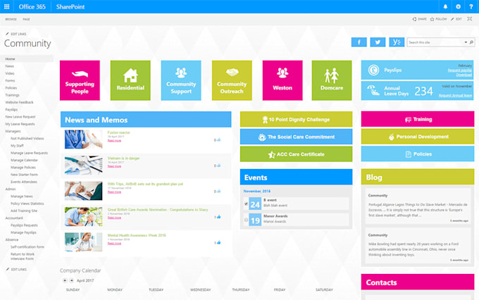 design a custom sharepoint site intranet porter website for your company