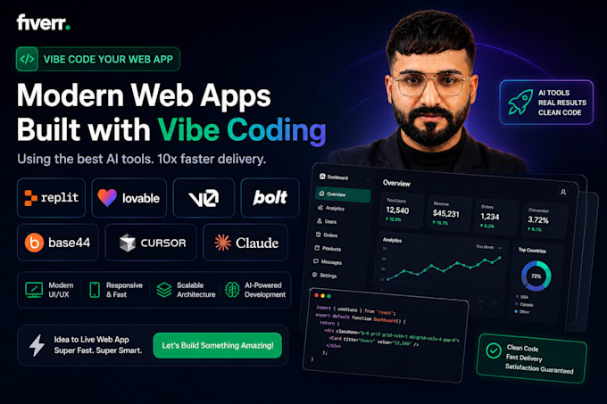 vibe code your web app using replit, lovable, v0, bolt, base44, cursor, claude