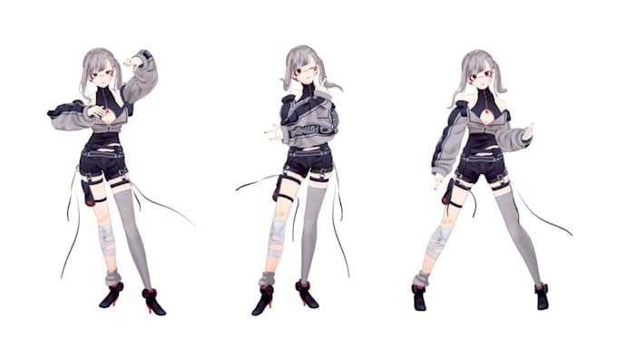 create 3d vroid model,anime character,3d rigging,vtube 3d model,vrchat character