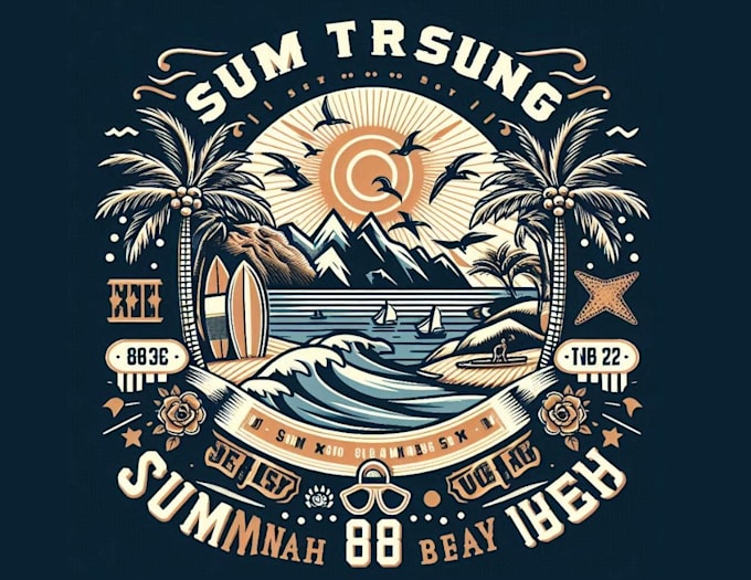 design retro t shirt summer beach logo