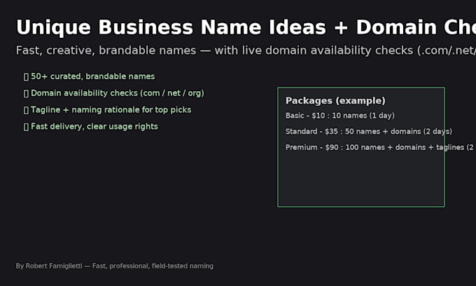 create unique business name ideas with available domains