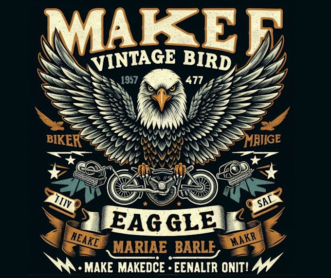make retro high quality biker bird eagle logo