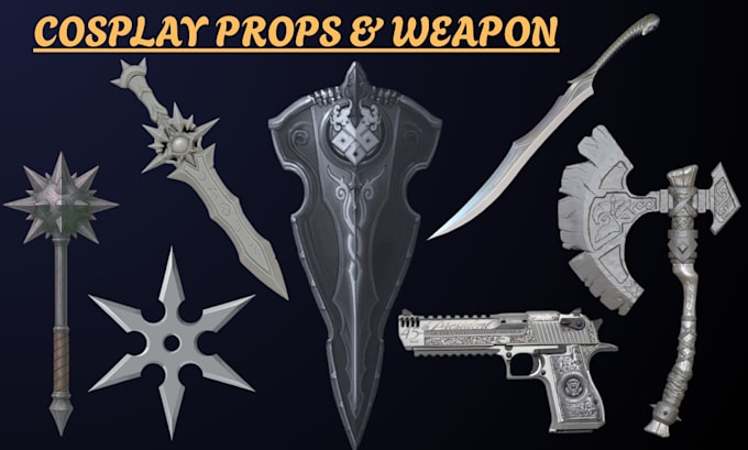 design a custom 3d printable sword, 3d weapon, props for cosplay and 3d printing