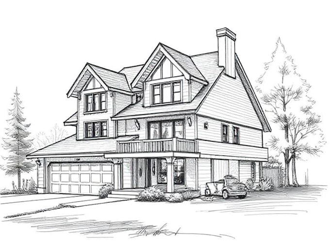 do interior sketch, architecture concept, exterior house