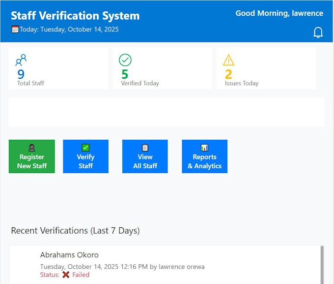 do a staff verification application