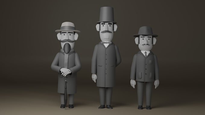 3d low poly character models for your works