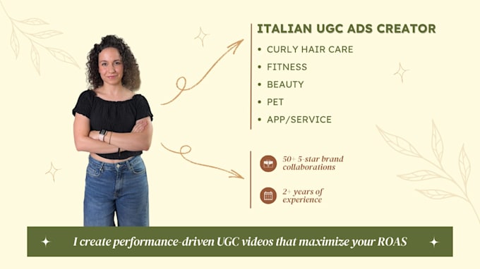 create curly hair care, fitness and pet ugc videos in italian