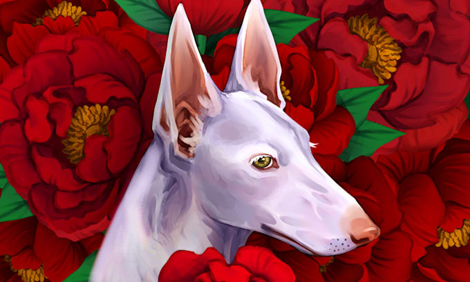 draw artistic pet portrait in digital art style illustration