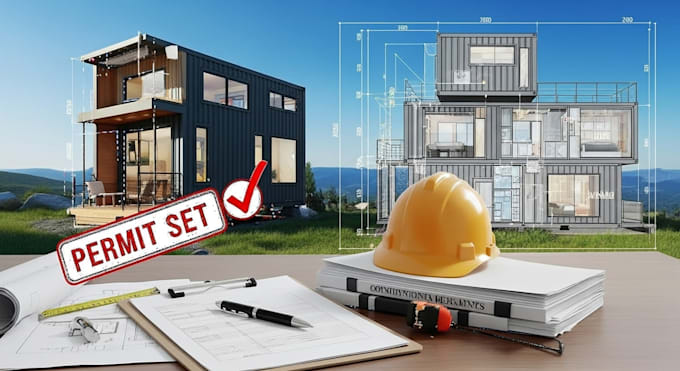 design adu, jadu, DIY woodwork container, tiny house set for permit construction