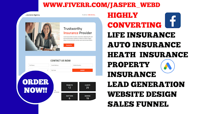 generate auto health life property insurance leads and website design