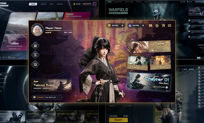 Design premium aaa quality game ui ux, hud, and custom assets for your ...