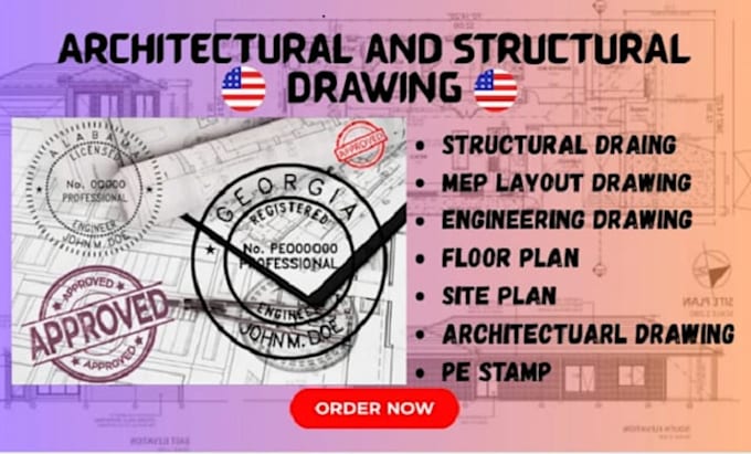 Pe stamp architectural structural engineer floor plan blueprint mep ...