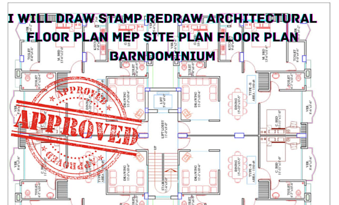 Draw stamp redraw architectural floor plan mep site plan floor plan ...