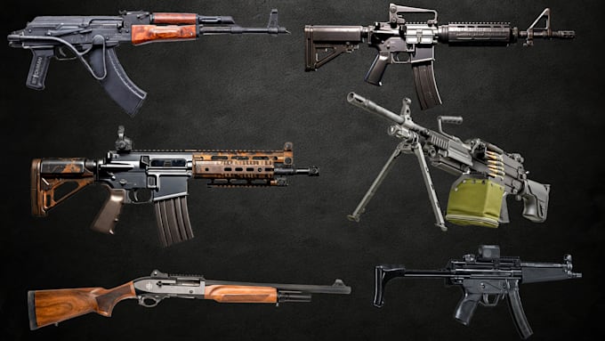 create high quality 3d gun models for games and animation