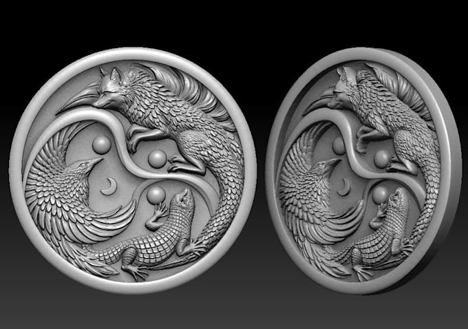model highly detailed relief, coin 3d file for printing, cnc
