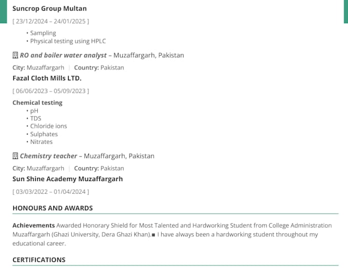 create a europass CV and cover letter